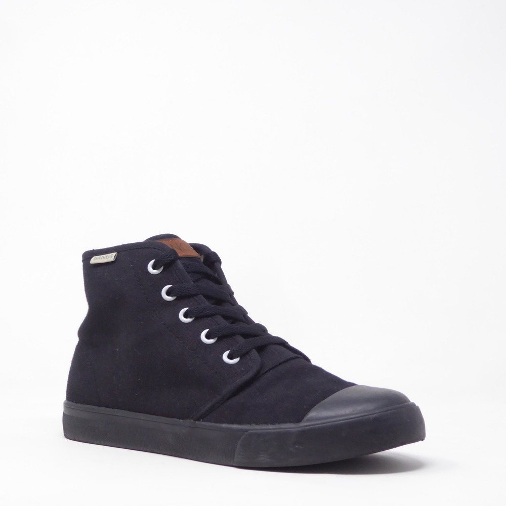 BANGS Onyx Women High Top Sneakers Black Canvas Shoes Sizes 7